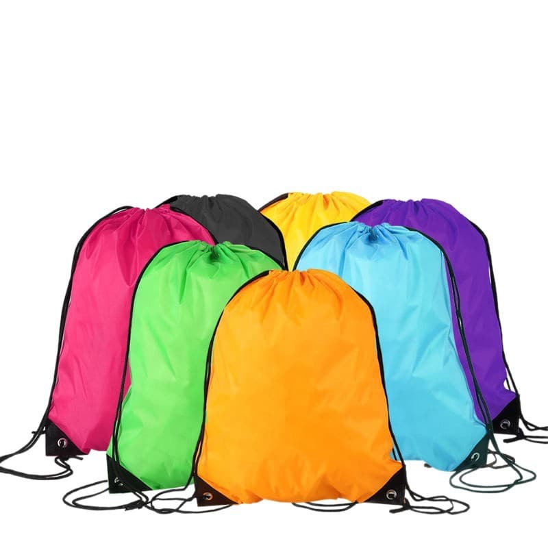 In-Stock Wholesale Solid Color 210D Polyester Drawstring Bag Training Drawstring Backpack Ball Storage Bag Custom Logo Printing