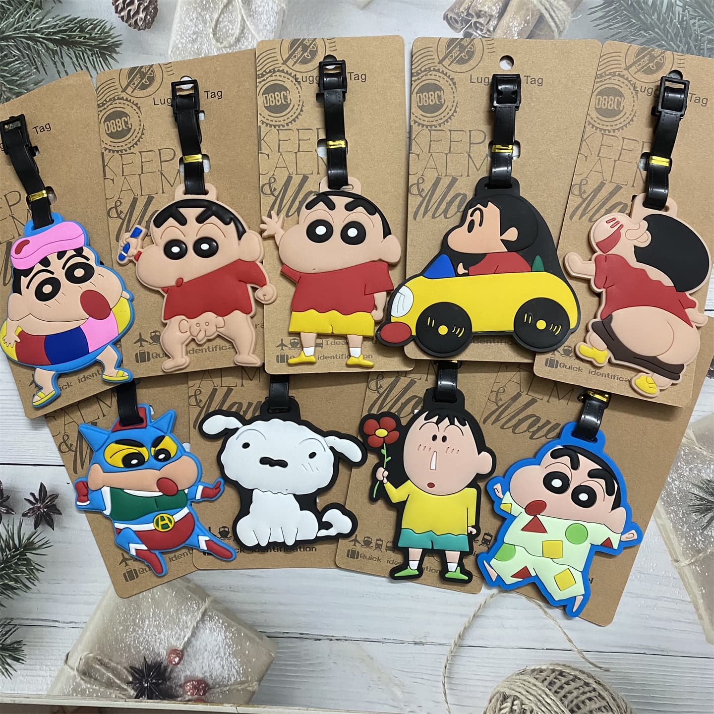 Cartoon Crayon Shin-Chan Luggage Tag Funny Pajamas Shin-chan Dumb Travel Luggage Consignment Identification Tag Pendant