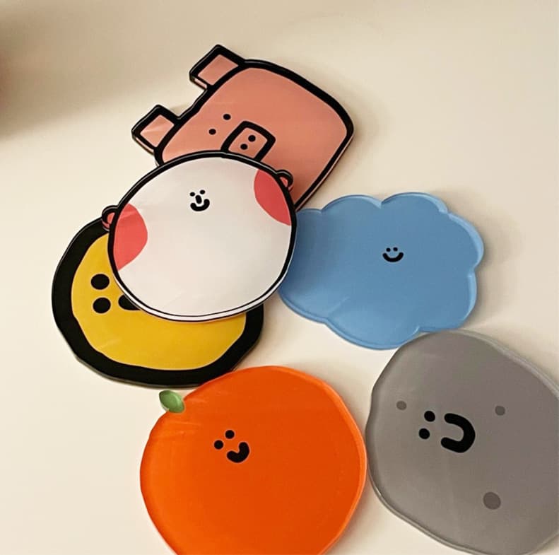 2025 New Ins Style Cute Heat-Resistant High-Temperature Coaster Cute Cartoon Acrylic Coaster with Custom Logo