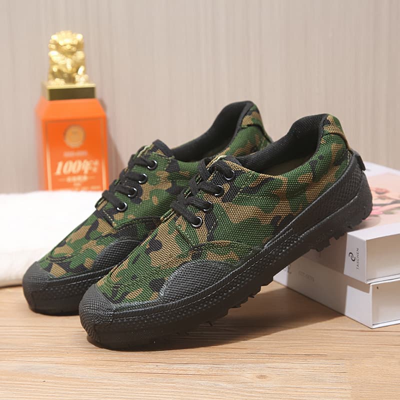 Rubber Sole Double-Layer Liberation Shoes Training Shoes Work Site Farm Labor Protection Shoes Military Training Canvas Low-Top Rubber Shoes