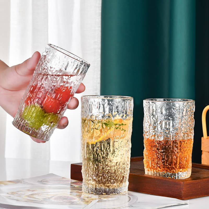 Wholesale Glacier Glass Cup Bark Texture Cup Home Breakfast Juice Cup Glacier Cup Frosted Creative Glass Water Cup