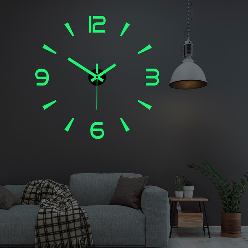 Amazon Creative Glow-in-the-Dark Clock DIY Acrylic Wall Clock Living Room Bedroom Decor Silent Wall Sticker Clock