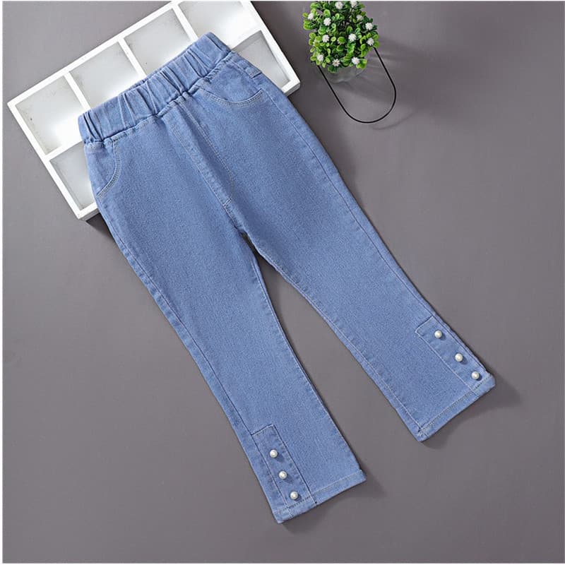 New Girls' Jeans Factory Wholesale Elastic Jeans for Toddlers and Children Spring Autumn Long Pants Wholesale