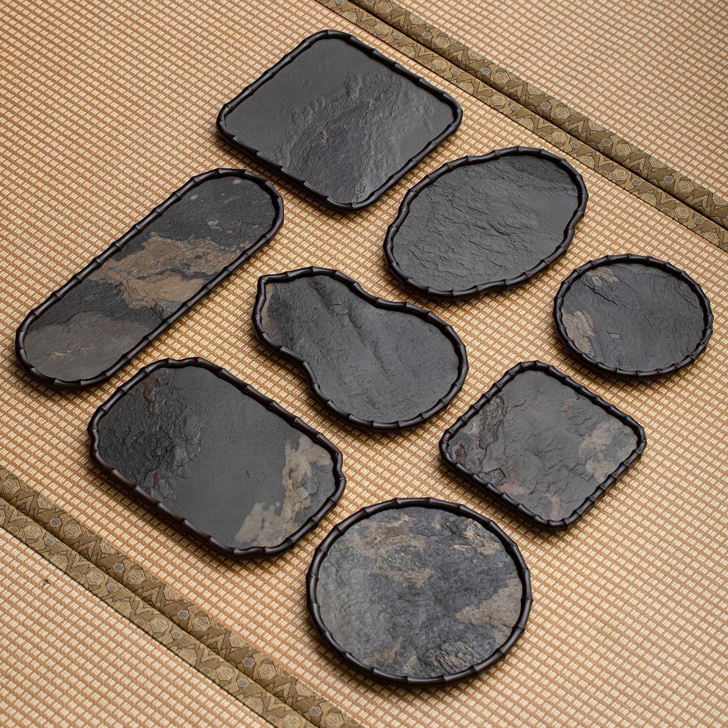 Rock dry bubble tray square retro new Chinese style household small dry bubble table tea tray tea set accessories pot holder