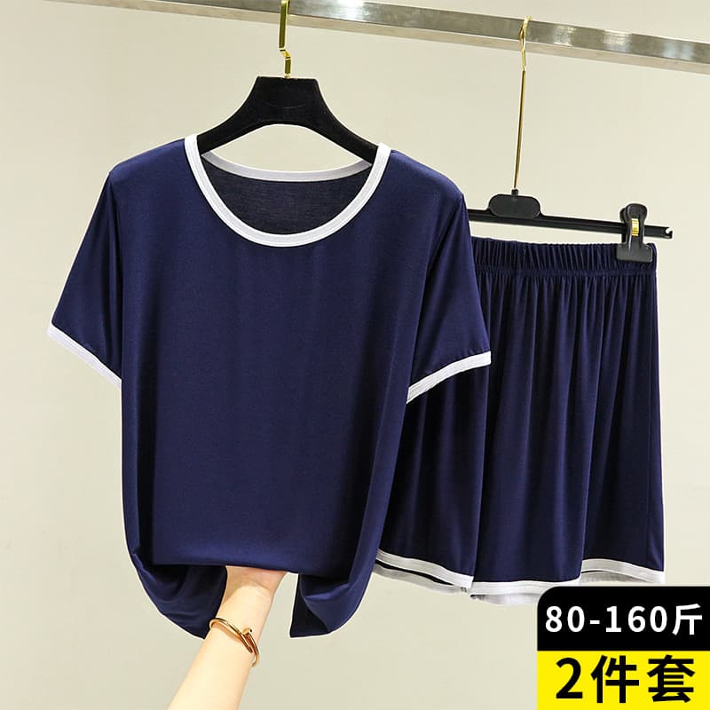 Modal Short Sleeve Set for Women Summer Loose Plus Size T-Shirt Top Thin High Waist Shorts Homewear Two-Piece Set