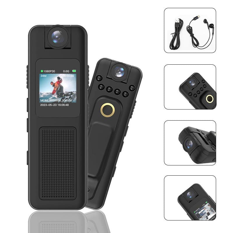 Clip-on Mini Camera with Magnetic Attachment, Meeting Recorder, Video and Audio Recording, Infrared Night Vision, Portable