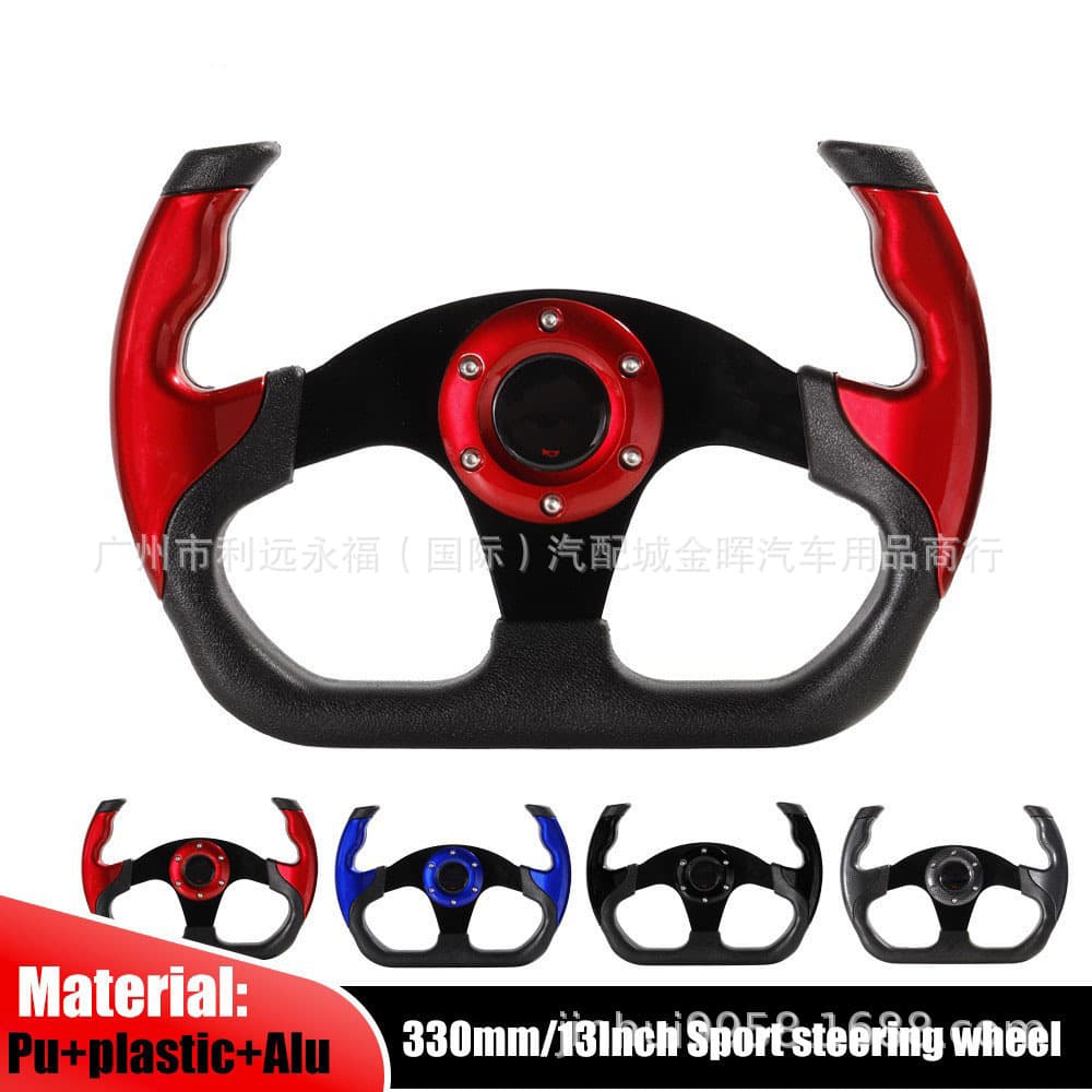 Hot-selling D-shape 13-inch Racing Steering Wheel for Car Modification, Universal PU Gaming Steering Wheel