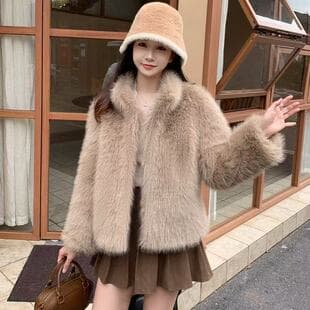 Faux Fox Fur Coat Women Winter New Short Thick Stand Collar Fur Coat High-End Fashion Warm