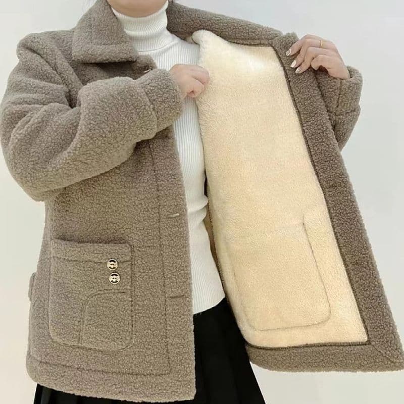 Faux Lamb Wool Coat for Women Autumn Winter Loose Plus Size Thickened Warm Mother's Fashion Coat