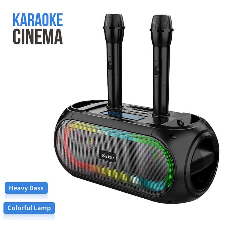 ZQS4247 Cross-border Home K Song Bluetooth Speaker KTV Set K Song One-to-Two Wireless Microphone Desktop Speaker
