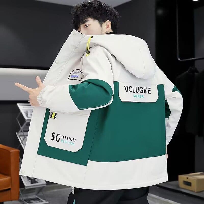Spring and Autumn Lightweight Windbreaker Jacket for Men, Youth Students, Stylish Windproof Coat with Hood, Casual Workwear Top