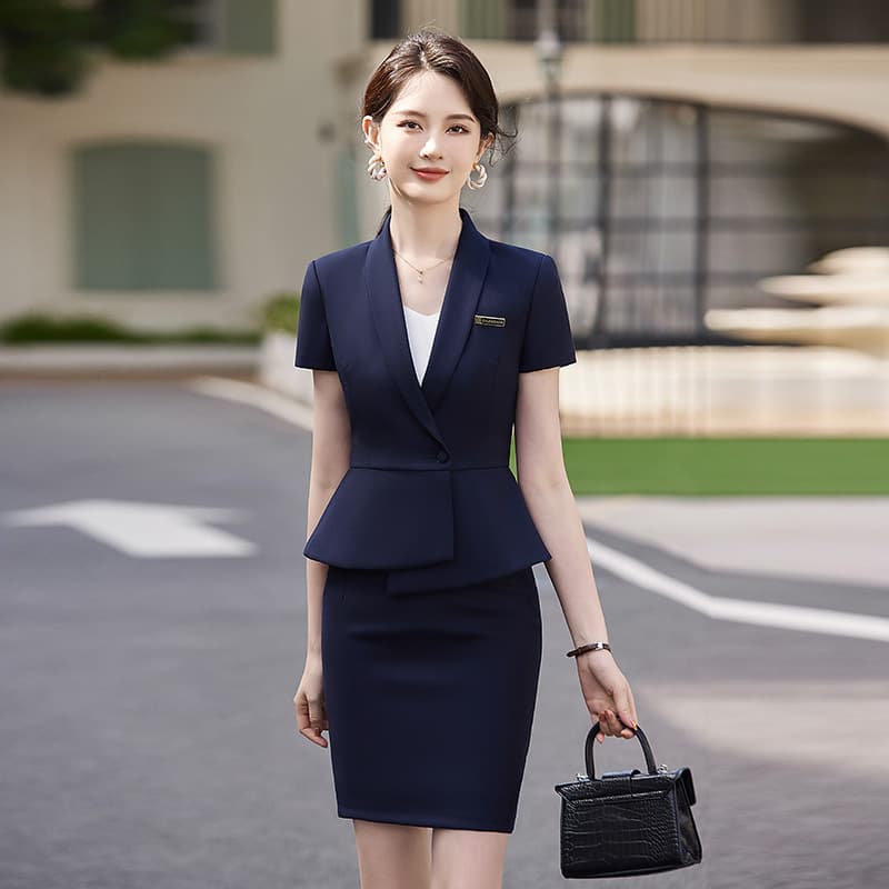 Professional suit suit for women summer short-sleeved temperament goddess style hotel front desk workwear jewelry store beauty salon workwear