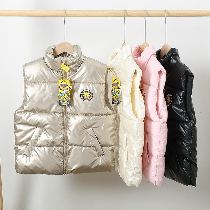 2025 Autumn Winter Kids Cotton Vest Girls Fashion Thickened Outerwear Vest Boys Stand Collar Washable Warm Vest