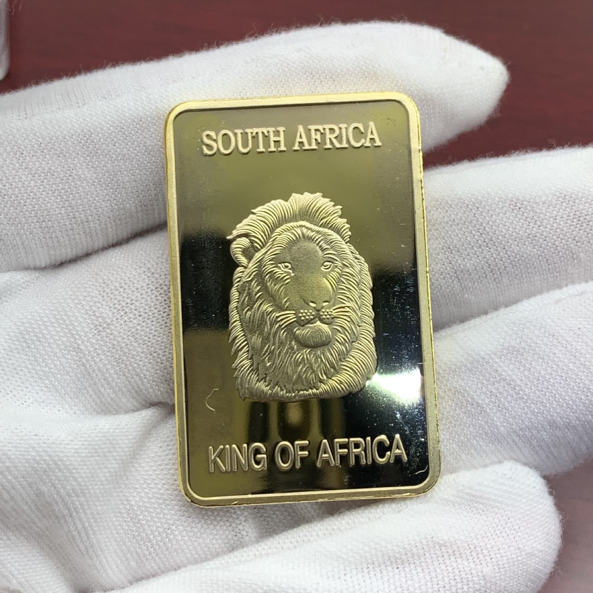 African Lion Commemorative Medal South African Animal Kruger Gold-Plated Bar Exquisite Craft Collectible Replica