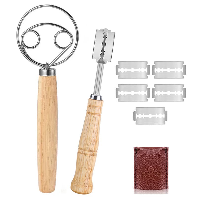 Amazon Bread Baking Tool Set: Dough Scraper, Flour Duster, Wooden Handle Dough Divider, Baguette Scoring Knife