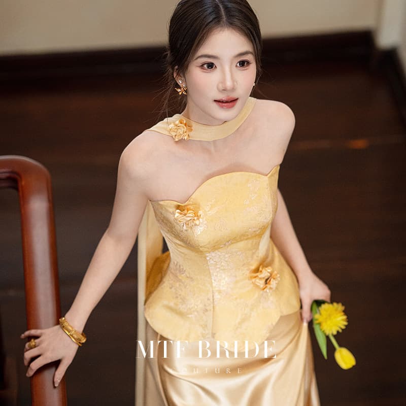 [Golden Jubilee] New Chinese Wedding Wear, Engagement Dress, Suit, Bridal Temperament, Morning Robe, Wedding Toast Wear