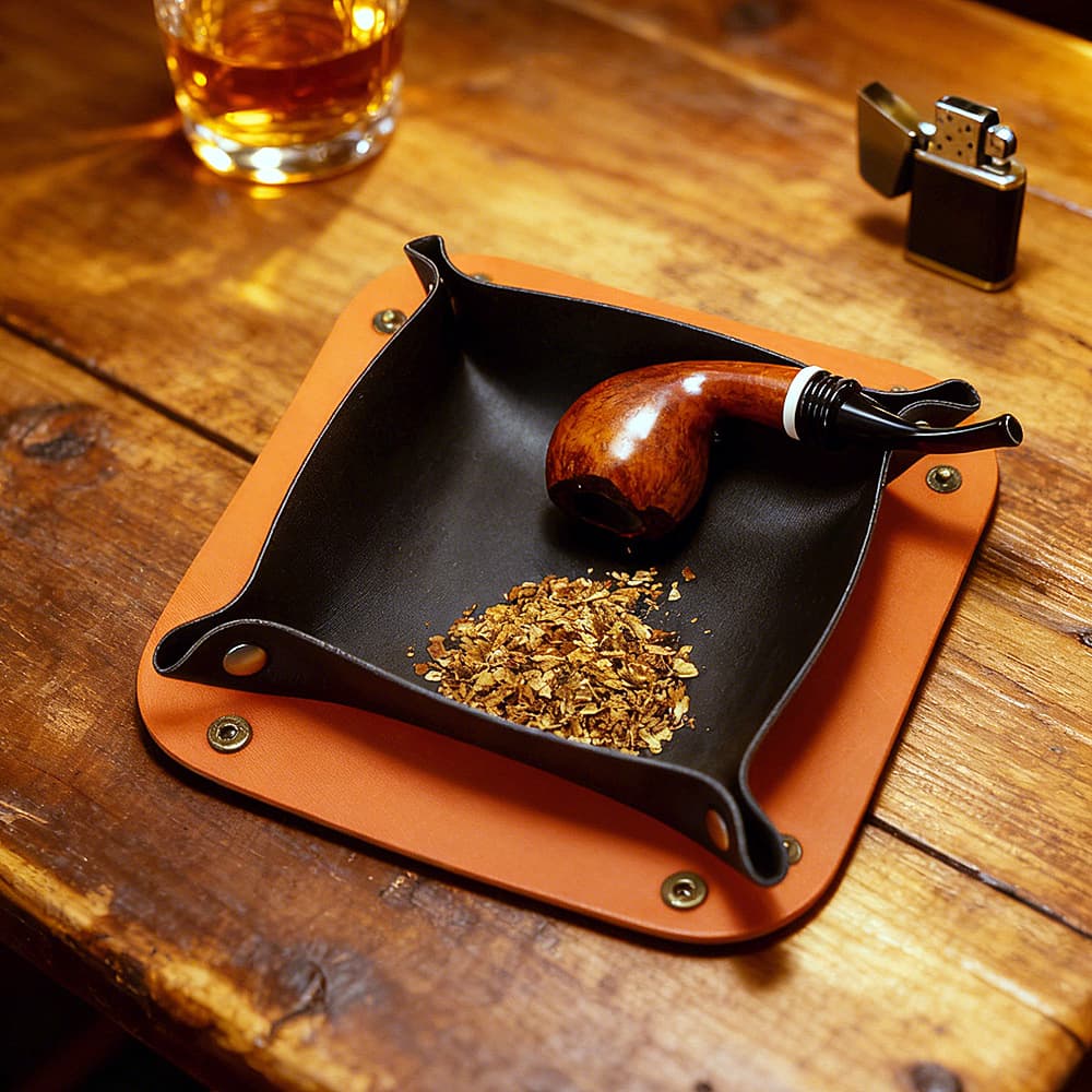 Wood Fragrance Awakening Herb Rolling Tray, PU Leather Portable Tobacco Tray, Multifunctional