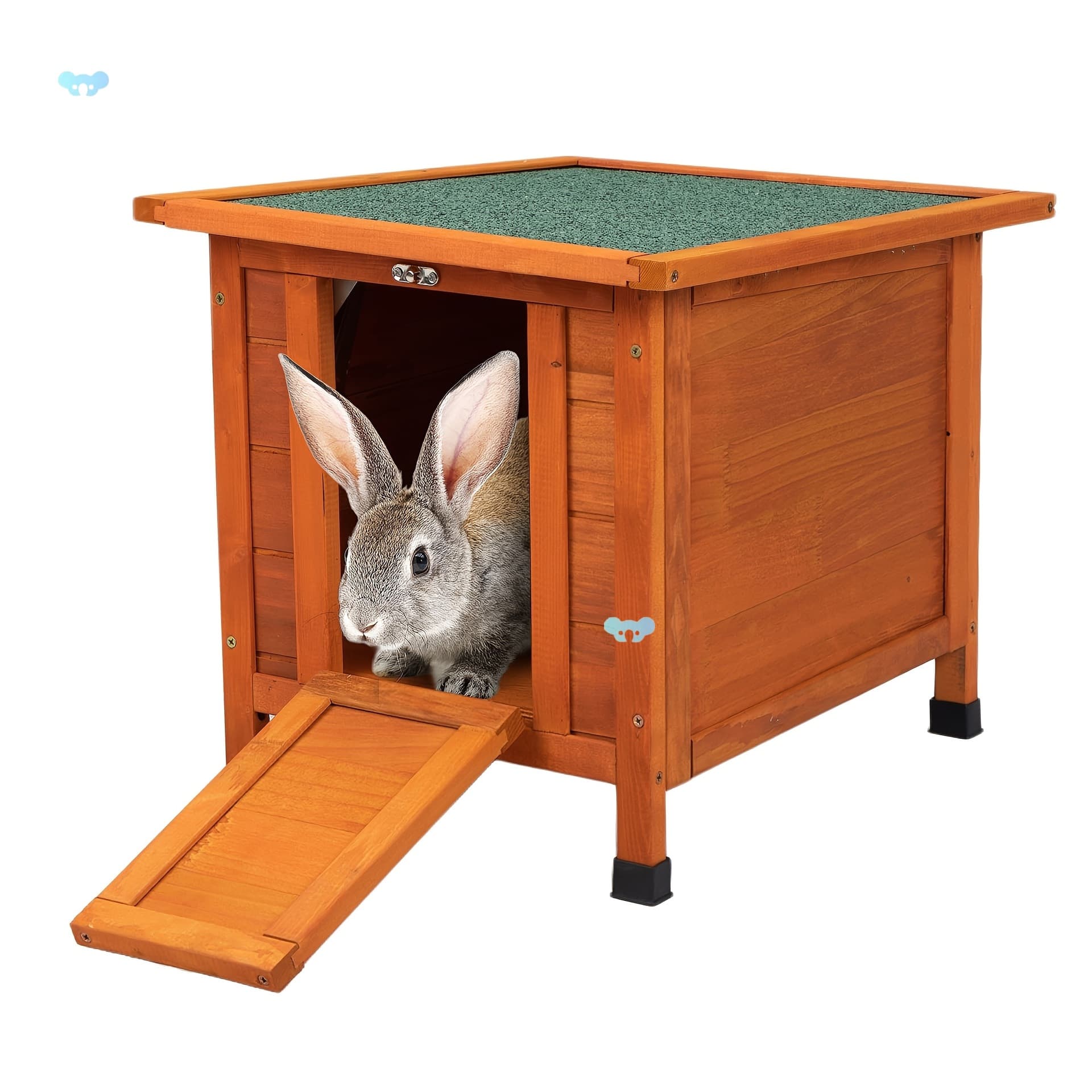 Bright Orange Weatherproof Wooden Rabbit Hutch with Wooden Rabbit Cage