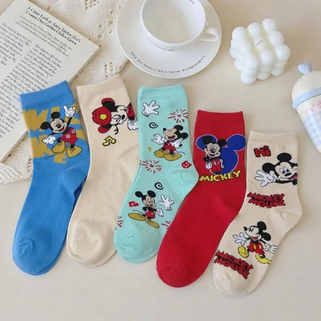 Summer Mickey pile socks ins personalized trendy socks cartoon Mickey Mouse mid-calf socks for outer wear versatile breathable socks