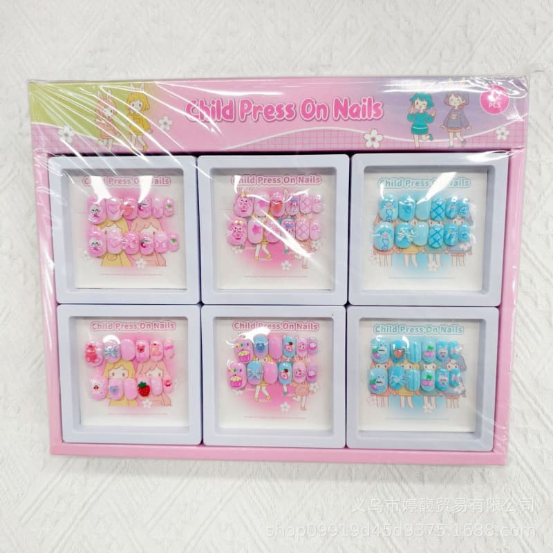 Creative new summer boxed cool summer children wear nails cute princess nail stickers blue seaside nail stickers