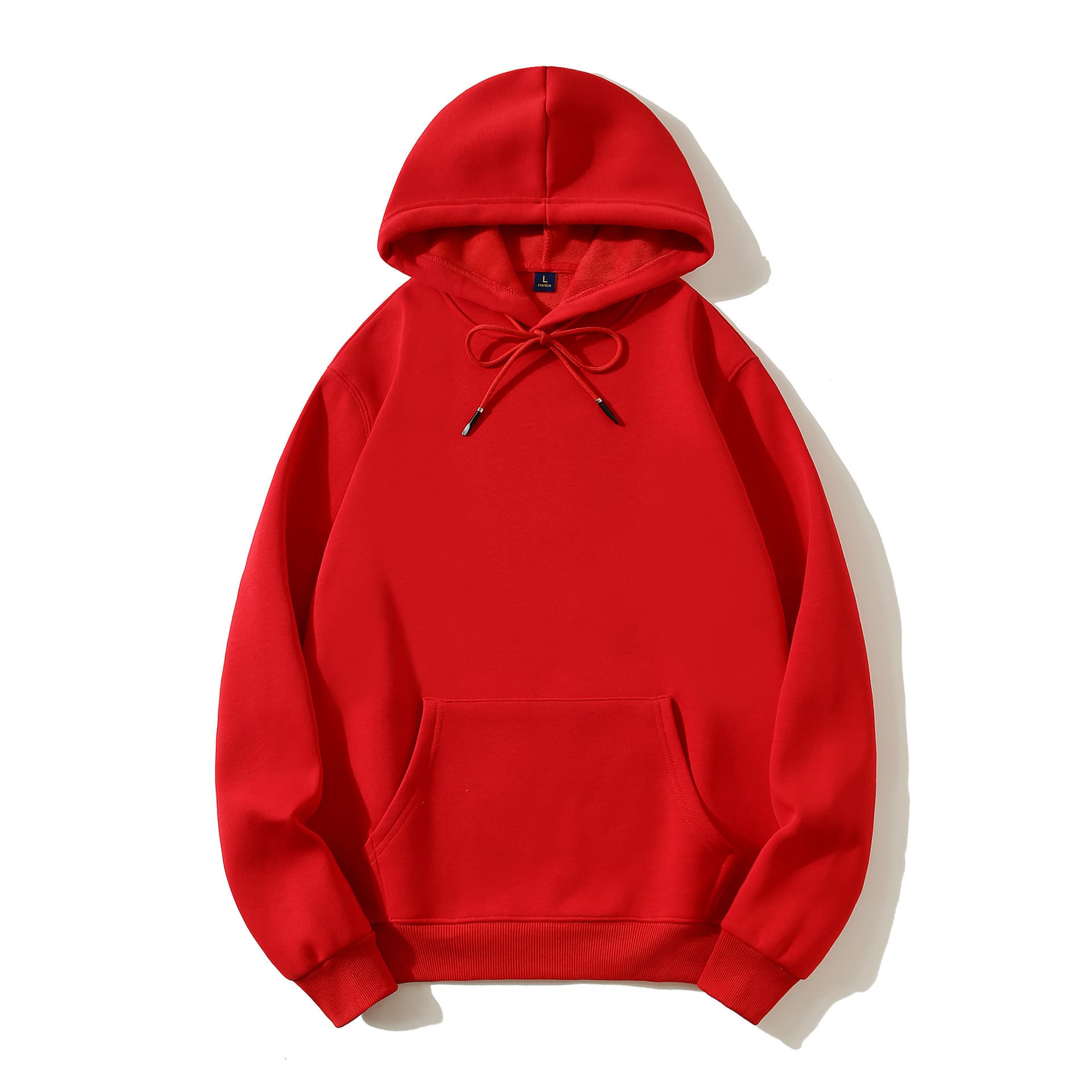 Men's Hooded Sweatshirt Solid Color Fleece-Lined Pullover Loose Winter Jacket Trendy Versatile Basic Style