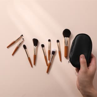 Mini 9-Piece Makeup Brush Set for Beginners Portable Travel Set Full Set Soft Bristle Stippling Brush