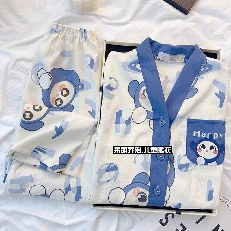 Boys pajamas spring and autumn 2025 new cloud cotton thin long-sleeved suit children little boy egg baby home clothes