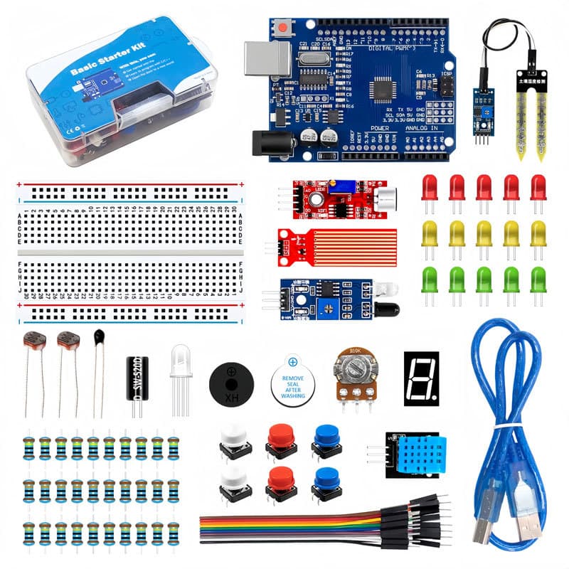UNO R3 Basic Kit Components Experiment 400-hole Breadboard Maker Kit Compatible with Arduino