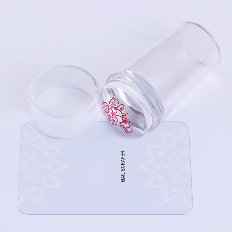 BORN PRETTY Nail Art Silicone Transparent Stamp with Lid, Scraper, Transfer Pattern Tool for Nail Salons