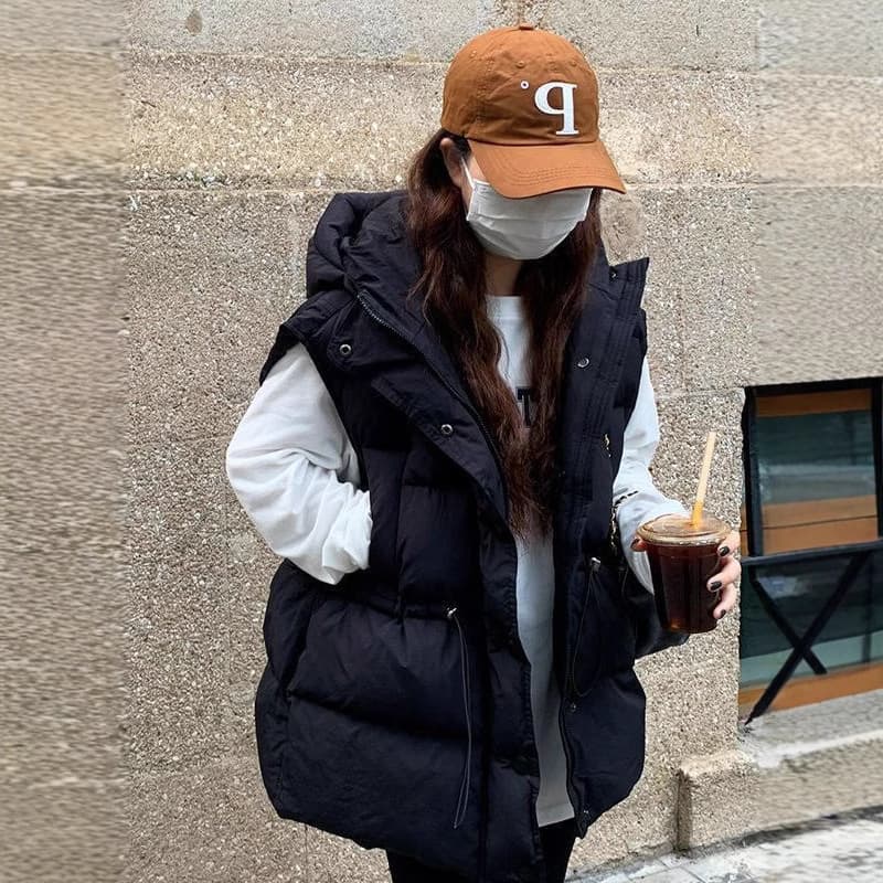 Autumn/Winter Quilted Padded Vest for Women, Hooded Outer Wear 2024 New Thickened Korean-style Padded Vest Coat