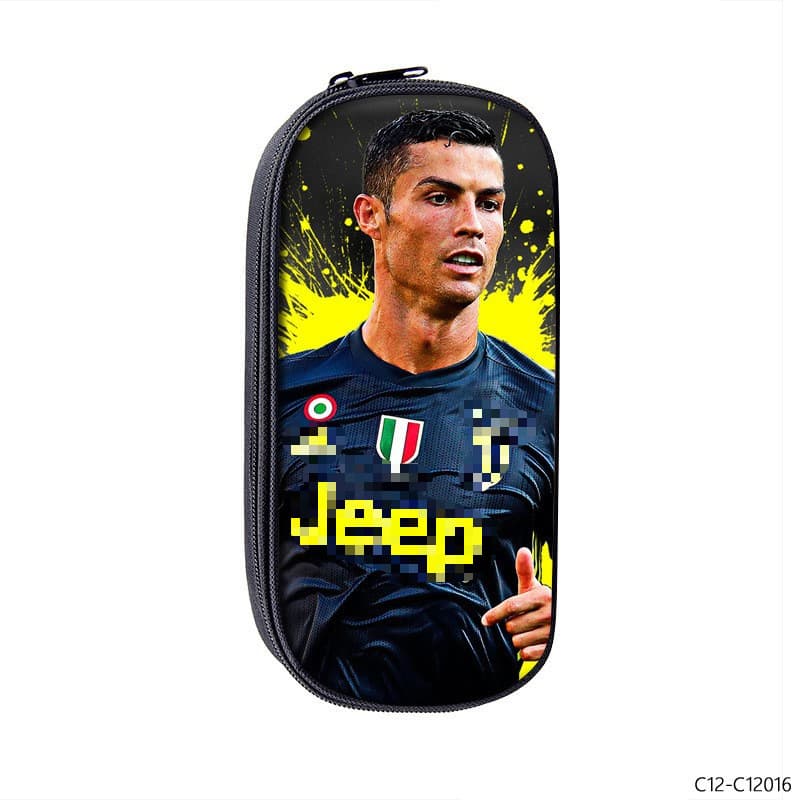 Sports Peripheral Student Pencil Bag Football Ronaldo 3D Printed Student Pencil Case Large Capacity Student Stationery Box Wholesale