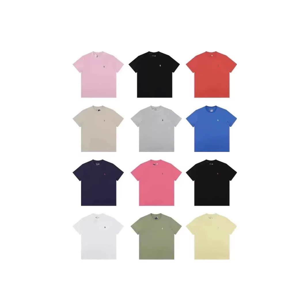 In stock, scan QR code. RL pony embroidered short-sleeve men's T-shirt. 230g heavyweight pure cotton T-shirt. High-quality crew neck short-sleeve men's top.