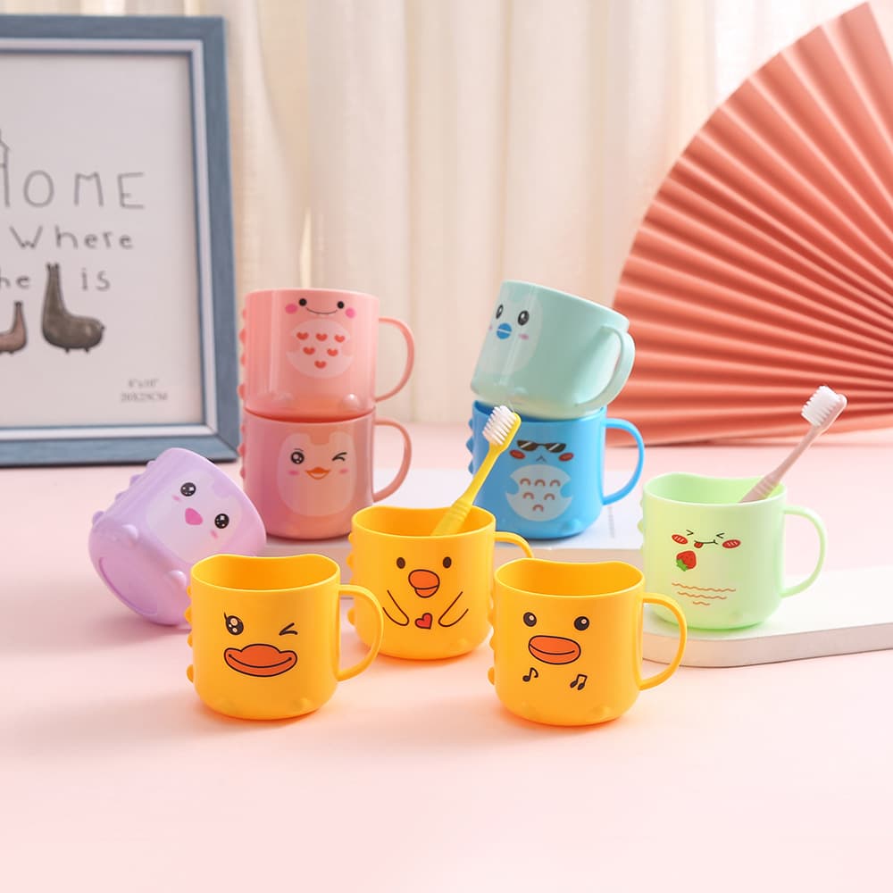 Cartoon Duck Children's Mouthwash Cup, Drinking Cup, Toothbrush Cup, Creative Plastic Rinsing Cup Manufacturer Wholesale with Logo Printing