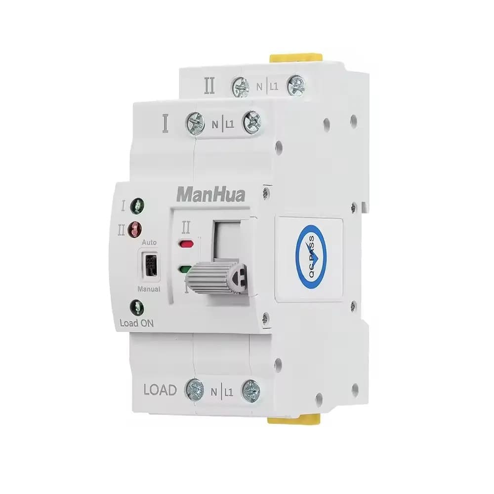 Menghua AC 220V 63A 2-pole dual power automatic transfer switch PC level switch for household rail installation