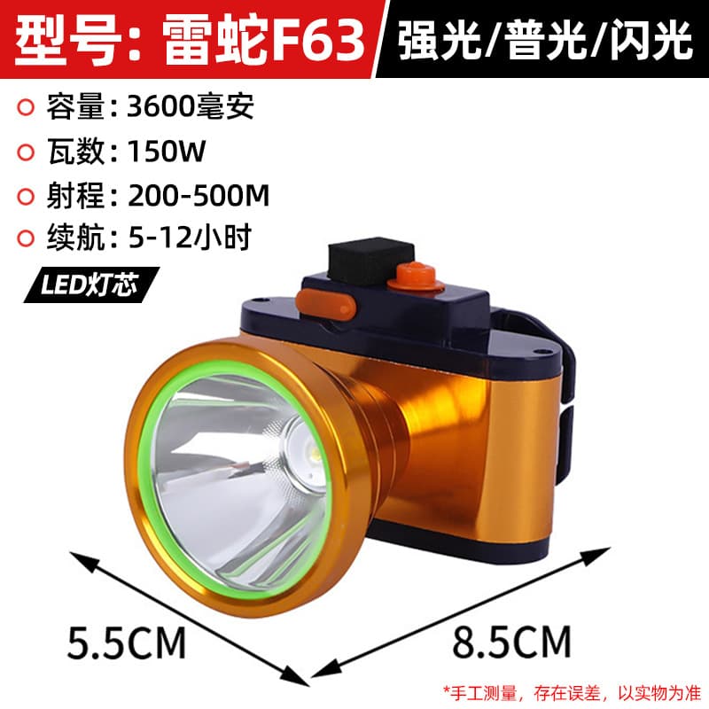 LED High-Power Headlamp Long-Lasting Lithium Battery Bright Mining Light Fishing Light Rechargeable Night Fishing Headlamp Waterproof Head-Mounted