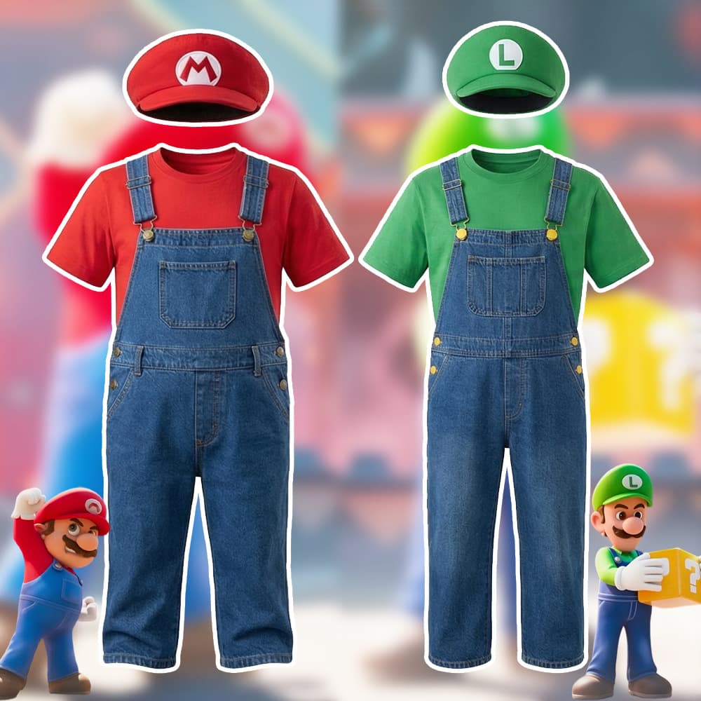 Mario Super Mario Bros. Luigi Cosplay Jumpsuit Halloween Performance Stage Costume