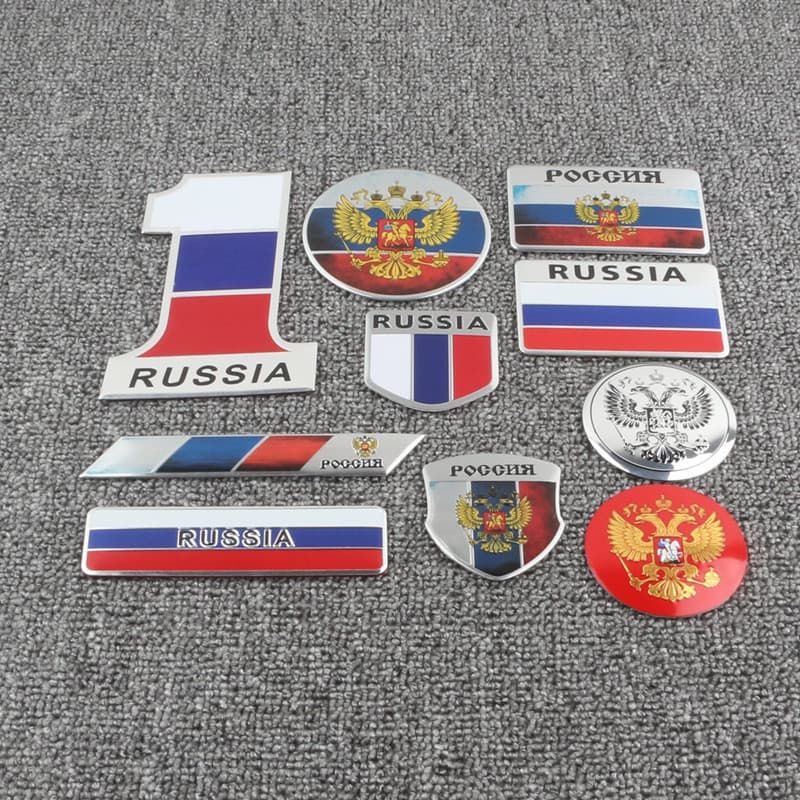 Creative Metal Car Sticker for Scratch Cover, Fuel Tank Cap Sticker, Russian Flag Tail Badge, Eagle Emblem
