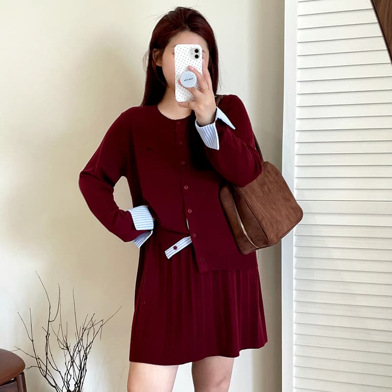 Plus Size Casual College Style Knit Set 2025 Autumn Collection Fat mm Cardigan and Skirt Two-Piece Set 23088