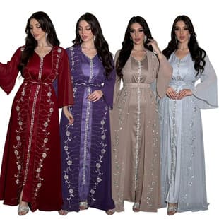 XQY500261 Amazon Four-Season Commuter Vest + Outer Dress Chiffon Rhinestone Set Robe