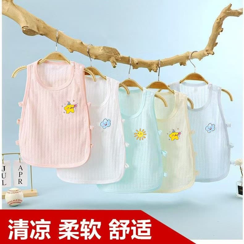 Baby vest Xia Pipa shirt ultra-thin pure cotton baby Pipa shirt newborn sleeveless top hollow vest