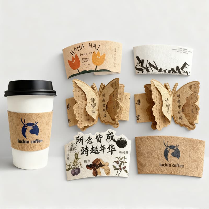 Custom Milk Tea Cup Sleeve Disposable Coffee Cup Sleeve Paper Cup Sleeve Kraft Paper Corrugated Paper Handheld Cup Holder
