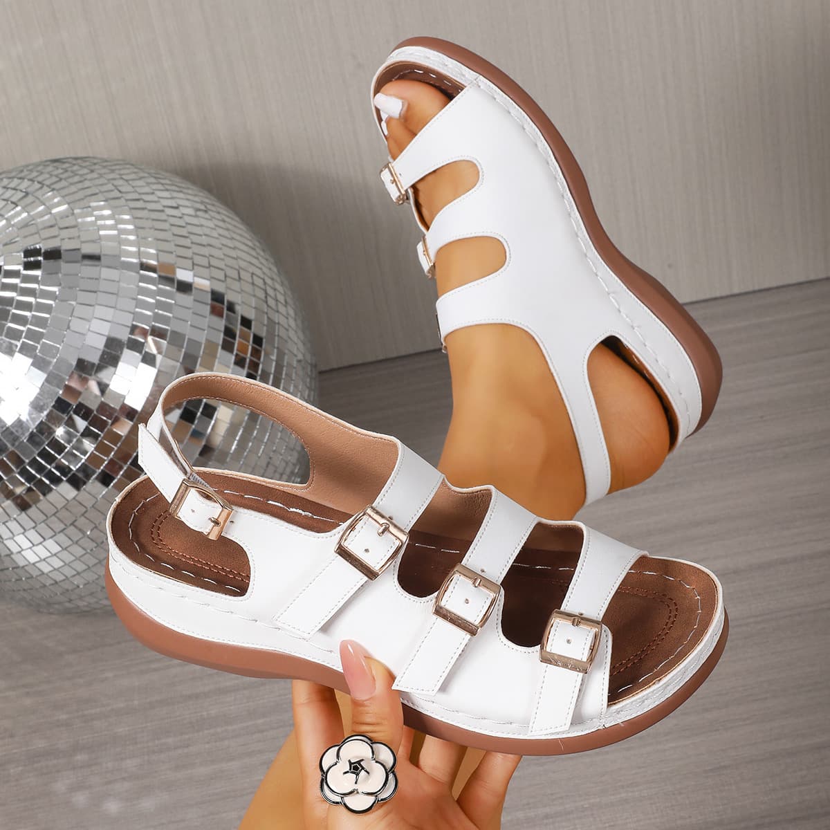 2025 New Cross-Border Foreign Trade Women's Casual Fashion Thick-Soled Height-Increasing Large-Size Women's Summer Wedge-Heeled Thick-Soled Slippers