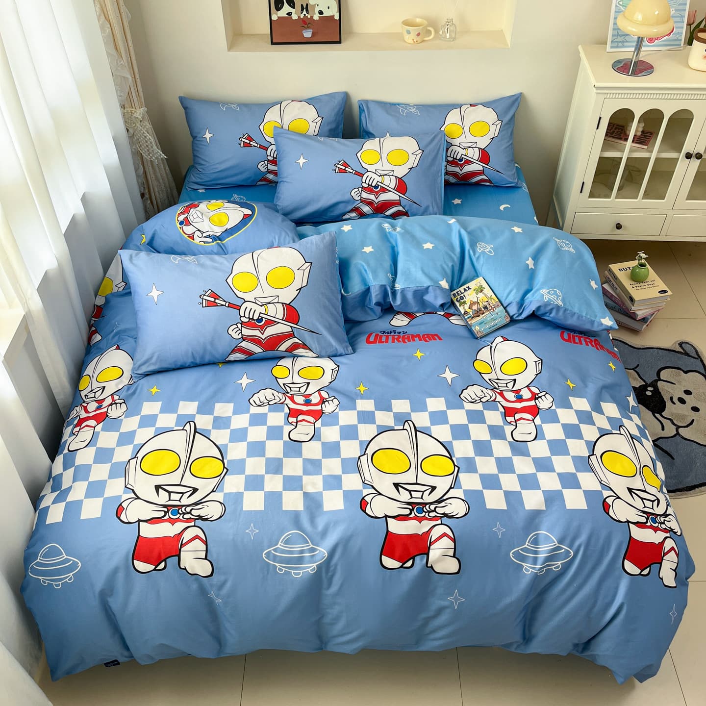 Children's Ultraman Pure Cotton Four-Piece Set Boys' Cotton Cartoon Bedding Three-Piece Set Quilt Cover Nantong