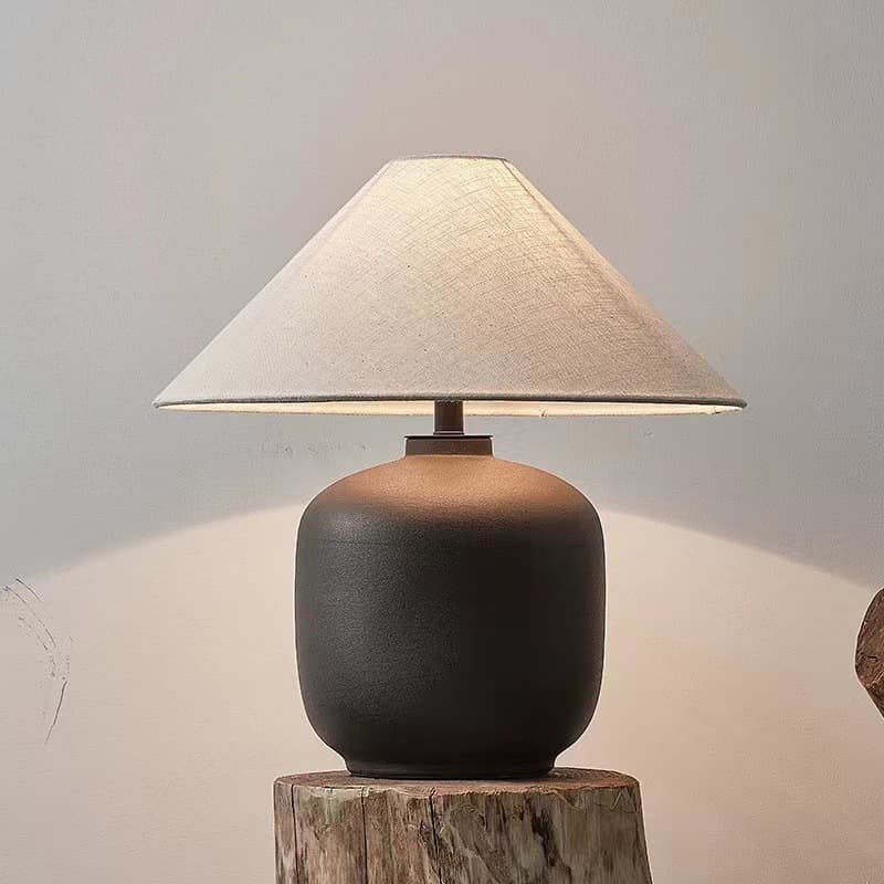 Wabi-Sabi Style Ceramic Table Lamp Ornament, New Chinese Decorative Japanese Style for Living Room, Bedroom, Hotel Bedside, Nostalgic Homestay Lighting