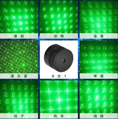Laser pointer, laser flashlight accessories: line, cylinder, flower core, cross patterns.