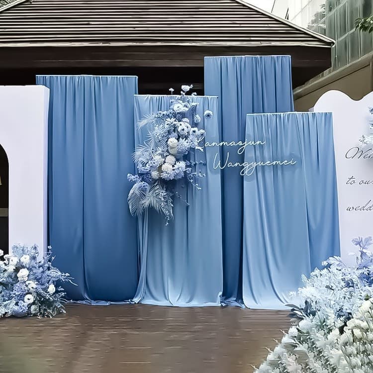 Wedding ceiling drapery milk silk stretch cloth decorative fabric blue Korean style wedding hall stage background drapery