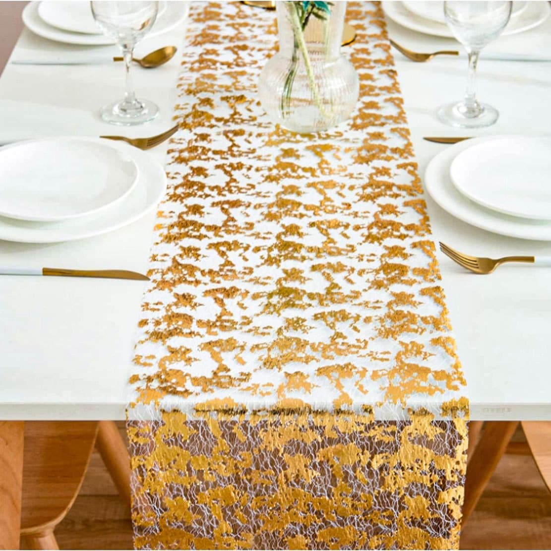 Cross-border Minimalist Gold Foil Disposable French Embossed Net Table Runner, Christmas Western Restaurant Wedding Decoration Placemat