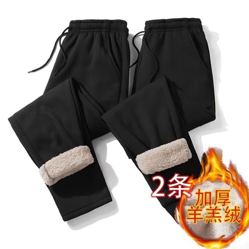 Lamb Fleece Pants Men's Autumn Winter Korean Style Warm Fleece-Lined Thickened Straight Leg Sport Casual Pants Cross-Border Drop Shipping