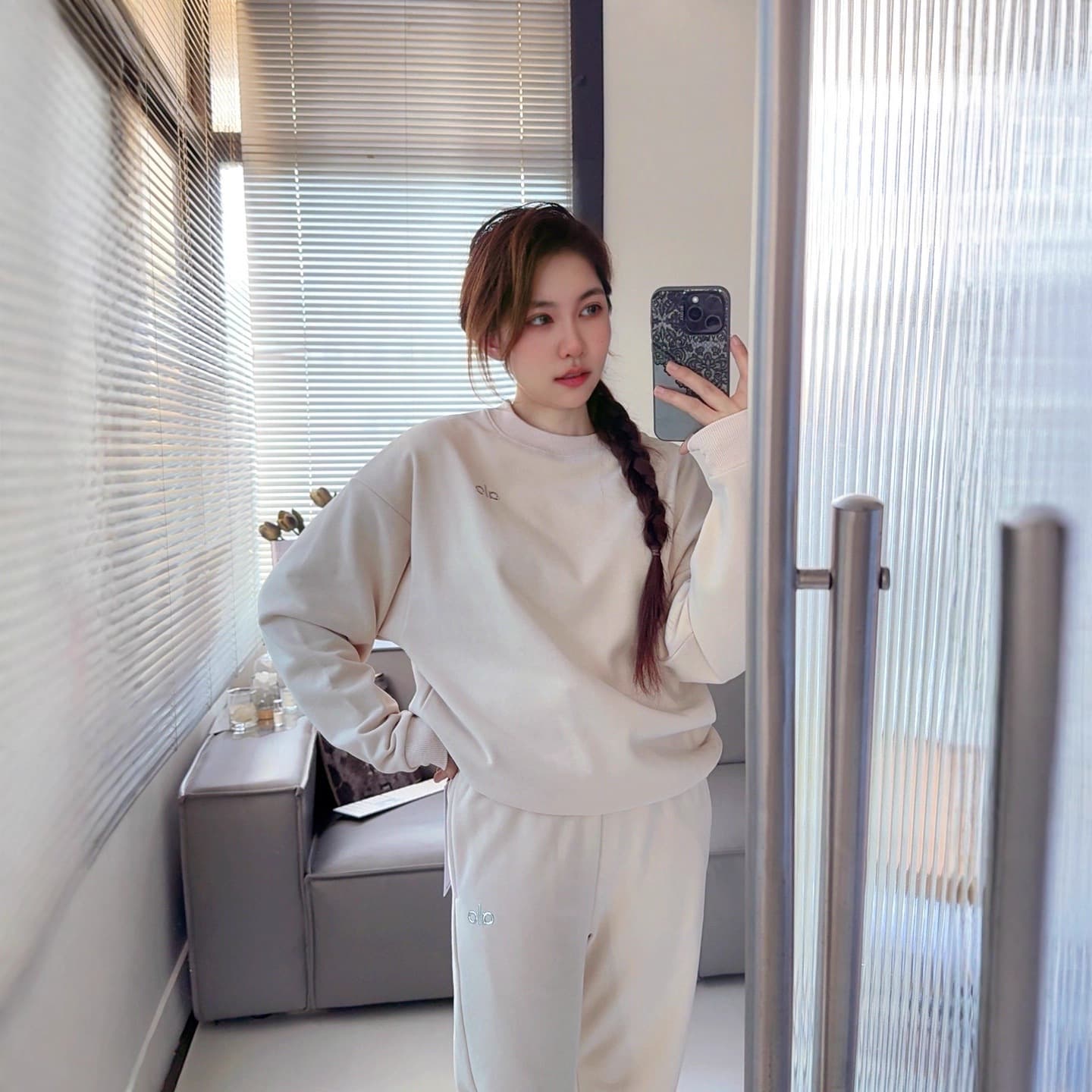 2026 New Trendy Cross-Border American Style 3D Reflective Logo Fleece Crew Neck Long Sleeve Loose Couple Sweatshirt