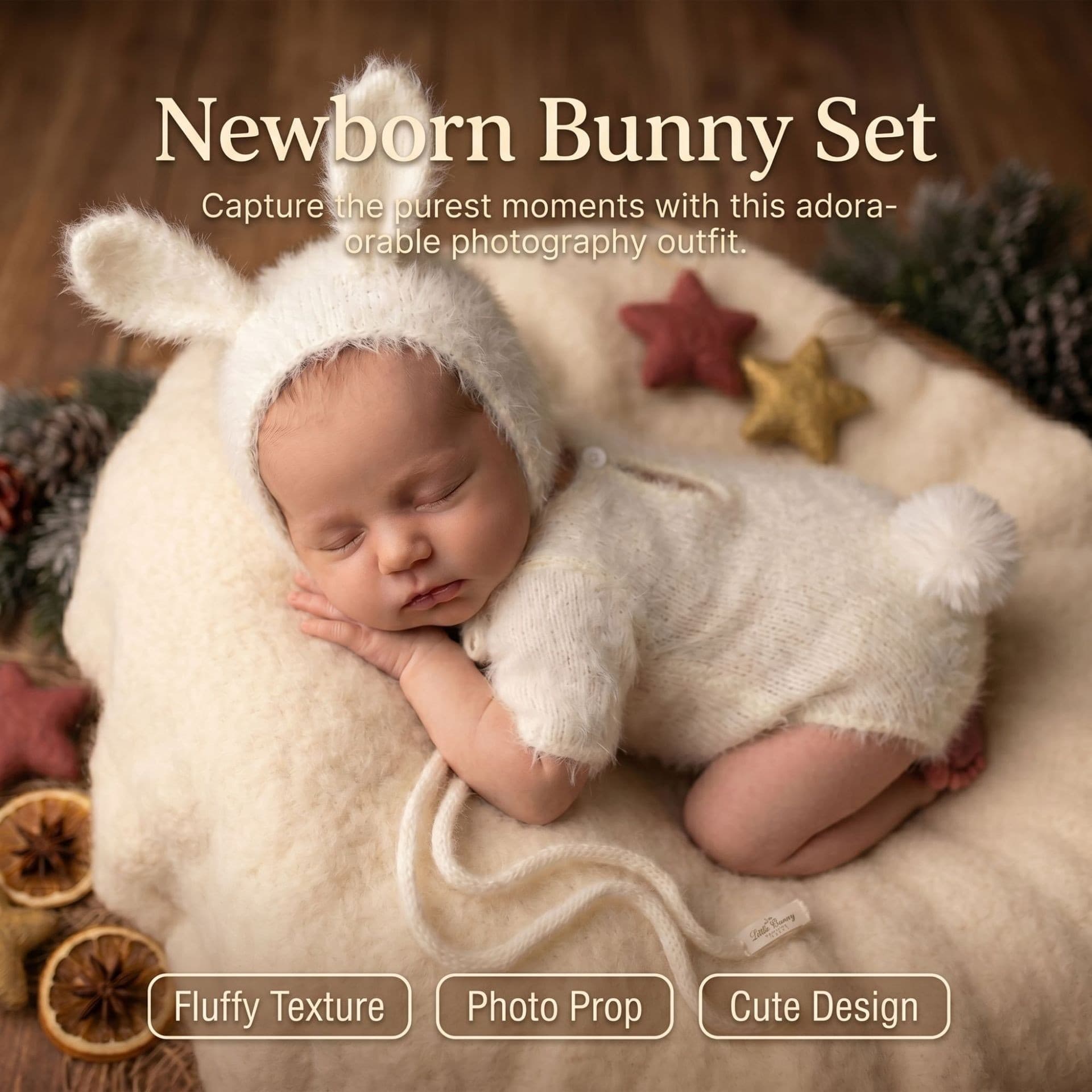 Newborn Photography Outfit Baby Full Moon 100 Days Photo Handmade Bunny Costume Studio Infant Photo Prop